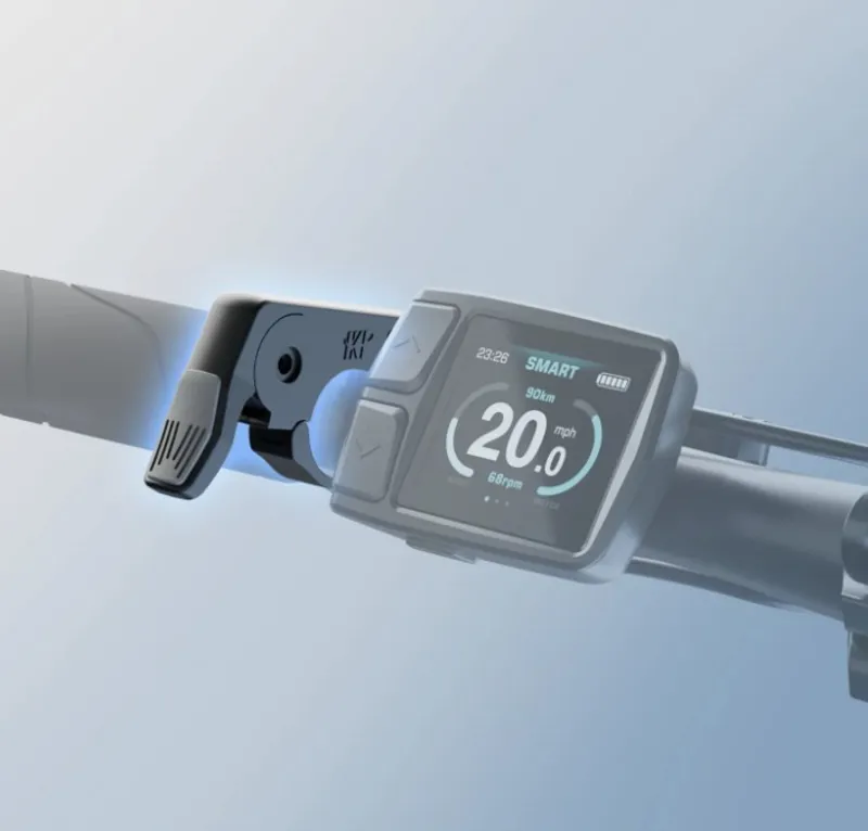 Carbon Fold Step-Thru E-Bike - White with throttle-3