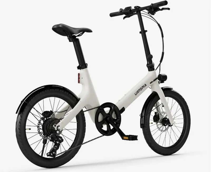 Carbon Fold Step-Thru E-Bike - White with throttle-1