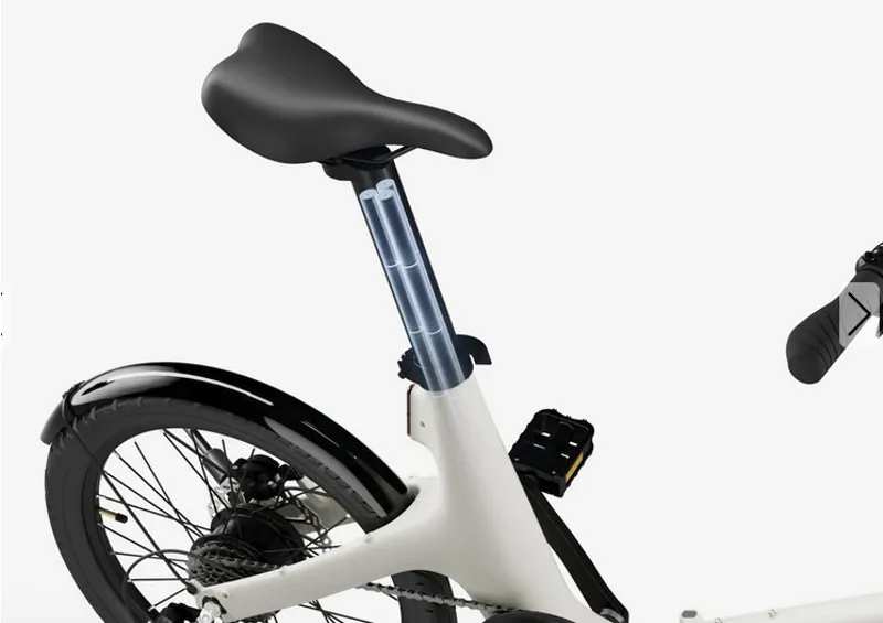 Carbon Fold Step-Thru E-Bike - White with throttle-2