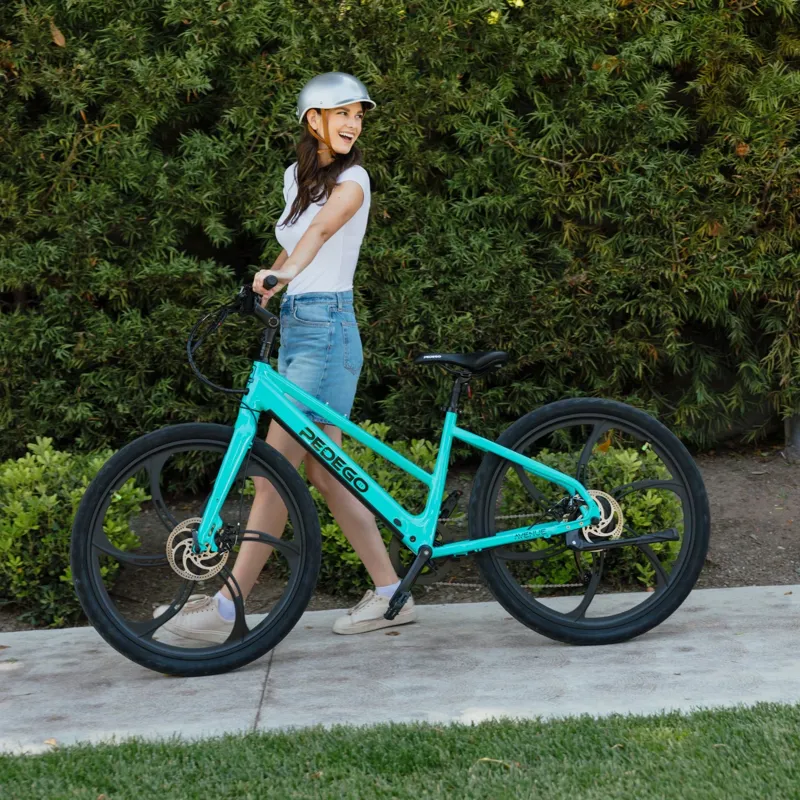 Pedego Avenue Step Thru P500 28 inch Caribbean Blue with MAG Wheels - Caribbean Blue with headlight and 48V 14Ah Battery-1