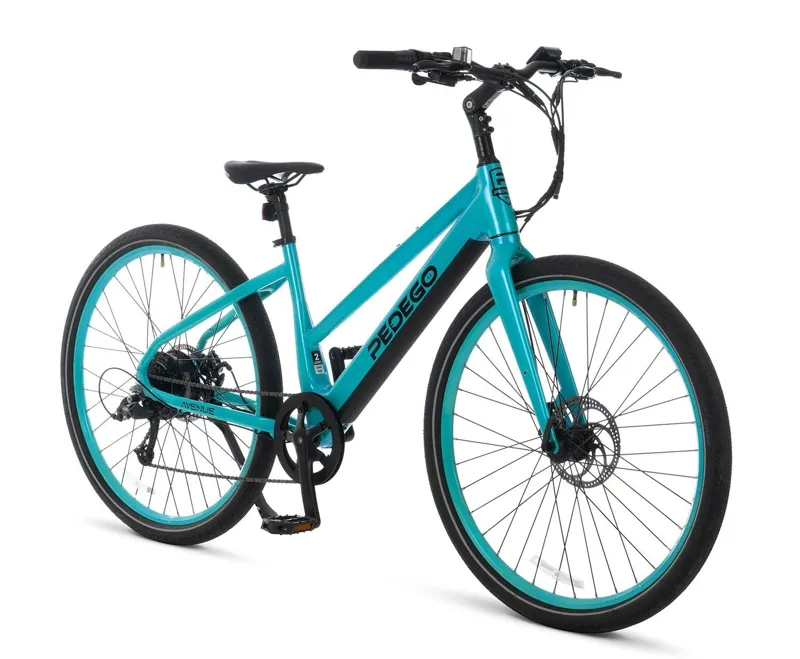 Pedego Avenue Step Thru P500 28 inch Caribbean Blue with MAG Wheels - Caribbean Blue with headlight and 48V 14Ah Battery-2