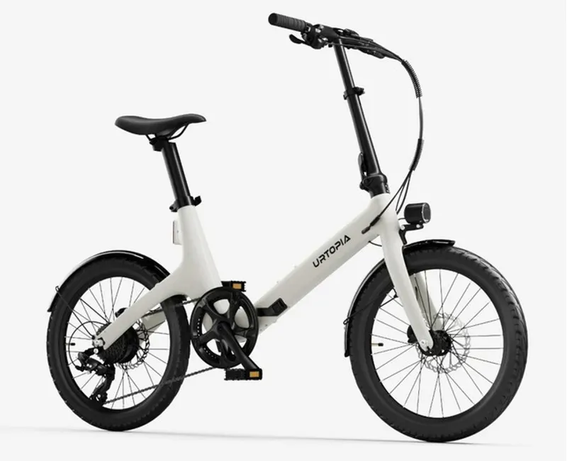 Carbon Fold Step-Thru E-Bike - White with throttle